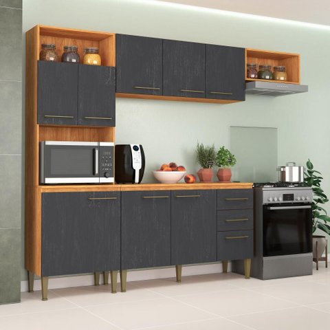 Armário Kit Cozinha Completa Suspensa com Armário e Balcão 9 Portas 2 Gavetas Malu Cl16 Cor