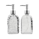 Ver imagem 1 de Kit Banheiro 2 Porta Sabonete Líquido Vidro Clear Diamante 500ml - Tuut