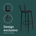 Ver imagem 4 de Kit 2 Banquetas para Balcão Bancada Cozinha Bistrô Ilhas Gourmet Bares Banco Flórida Preta