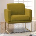 Ver imagem 2 de Poltrona Decorativa Juliette Suede com Armação Dourada Metal - Amarelo