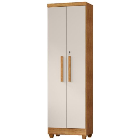 Armario para Lavanderia Multiuso 2 Portas 188x55 cm Isabela Cedro Areia Rudk