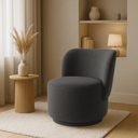 Ver imagem 2 de Poltrona Orgânica Redonda Bouclé Cinza Luxo Moderna Confortável Design P/ Sala Espera Recepção