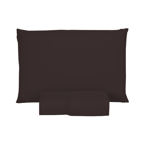 Roupa de Cama Solteiro 400 Fios 2 Peças Hotel Pousada Macio Acetinado:marrom
