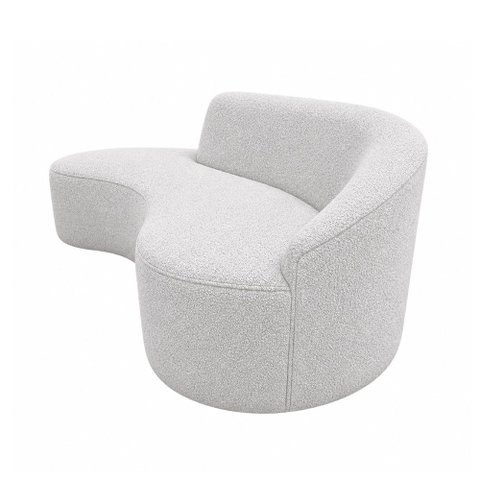 Sofá Curvo 230cm Braço Lado Direito Mavie Bouclé Cinza - Sallar Home