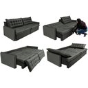 Ver imagem 7 de Sofá Sem Caixa Retrátil e Reclinável 1,95m Cama inBox Versátil Suede Velusoft Cinza