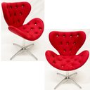 Ver imagem 1 de Kit 2 Poltronas Decorativa SWAN capitonê cor vermelho base alumínio giratória - Poltronas do Sul