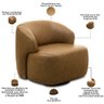 Poltrona Decorativa Orgânica Giratória para Sala Living Barolo L06 Couro Camel - Lyam Decor - 3