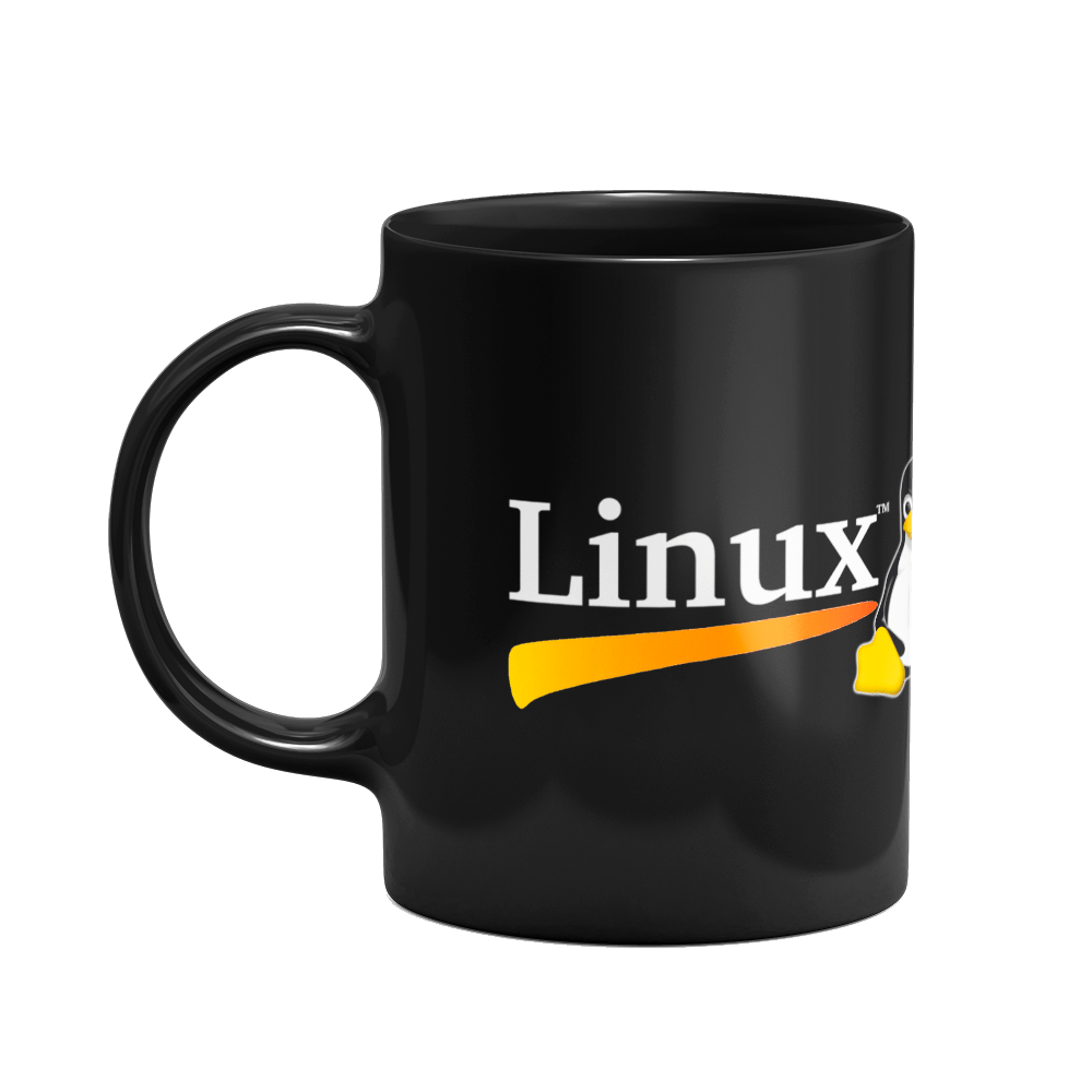 Caneca Preta - Tux Linux | MadeiraMadeira