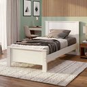 Ver imagem 2 de Cama Mila de Solteiro com Pés em Madeira com Colchão D33 para Quarto Juvenil Dormitório - Branco