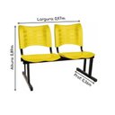 Ver imagem 4 de Cadeira Longarina Plástica 02 Lugares - Cor Amarelo - Mrplast - 34209