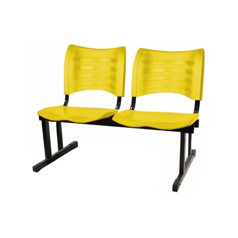 Cadeira Longarina Plástica 02 Lugares - Cor Amarelo - Mrplast - 34209