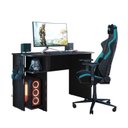 Ver imagem 4 de Escrivaninha Mesa Escritório e Gamer com Suporte para Cpu 114cm Preto Fosco