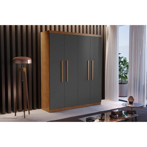 Guarda-Roupa Solteiro 4 Portas 2 Gavetas MDF Dinamarca