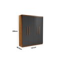 Ver imagem 4 de Guarda-Roupa Solteiro 4 Portas 2 Gavetas MDF Dinamarca