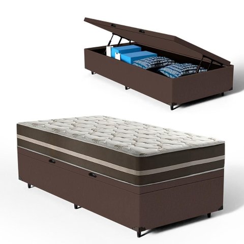 Cama Box Baú com Colchão de Classic Molas Solteiro 78cm