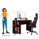 Ver imagem 5 de Escrivaninha Mesa Escritório e Gamer com Suporte para Cpu 114cm Preto Fosco e Vermelho