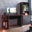 Ver imagem 7 de Escrivaninha Mesa Escritório e Gamer com Suporte para Cpu 114cm Preto Fosco e Vermelho