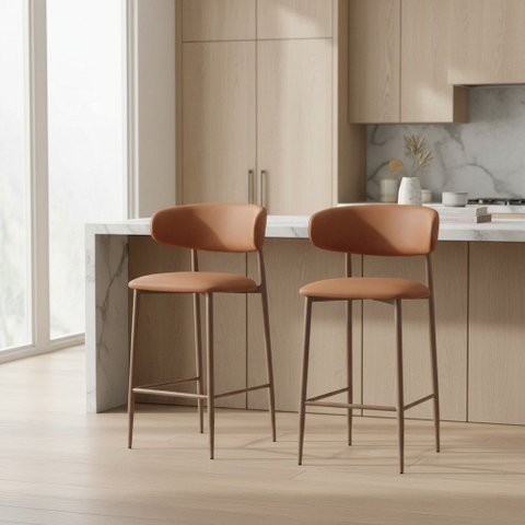Conjunto 2 Banquetas Alta Estofada Napoli Fratini