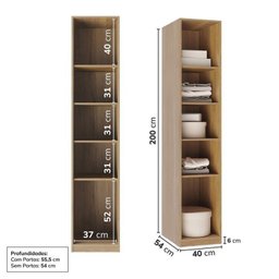Guarda-roupa Modular 40cm 1 Porta Reflecta com Prateleiras Jade Cabecasa Madeiramadeira - 3