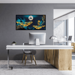 Quadro Decorativo Grande Para Sala Quarto Baleia Dourada:Preto - 2