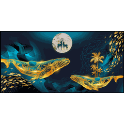 Quadro Decorativo Grande Para Sala Quarto Baleia Dourada:Preto - 4