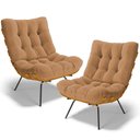 Ver imagem 1 de Kit 2 Poltronas Decorativas Costela L02 Bouclê Mostarda - Lyam Decor