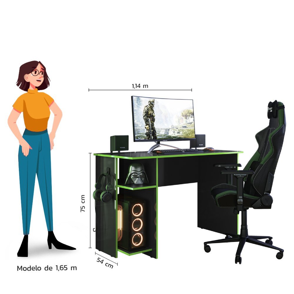 Mesa para Escritório e Gamer com Suporte para CPU Qmovi - 3