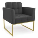 Ver imagem 3 de Kit 2 Poltronas Elisa Corino Preto Base Metálica Industrial Dourado - D'Rossi