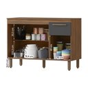 Ver imagem 4 de Balcão Cozinha Pop 120 Cm com Tampo 3 Portas e 1 Gaveta Freijó/chumbo/freijó