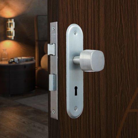 Fechadura para Area Interna Stilo Bola Espelho Aluminio 40mm Mgm