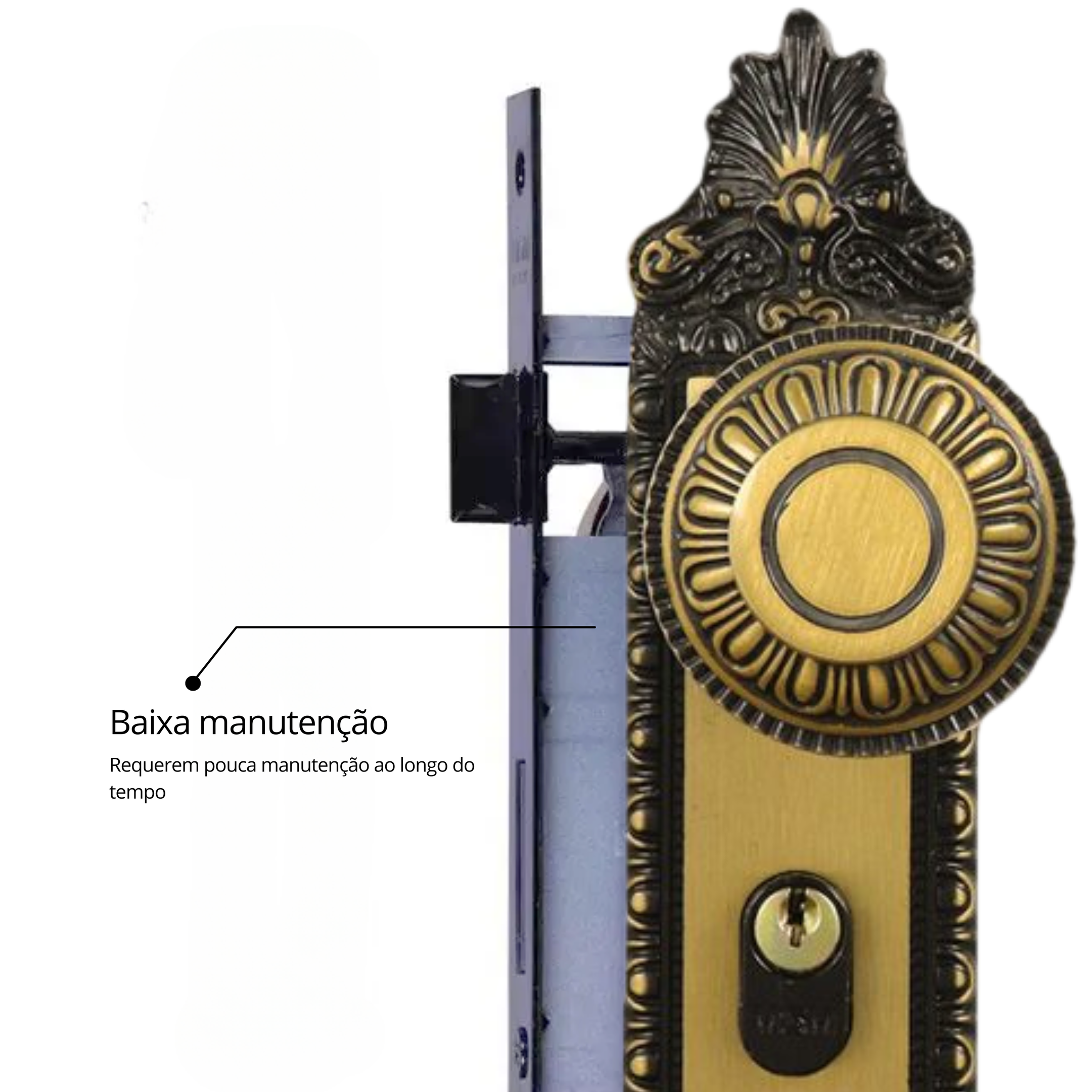 Fechadura Interna Espelho Aço 40mm MGM Colonial - 10