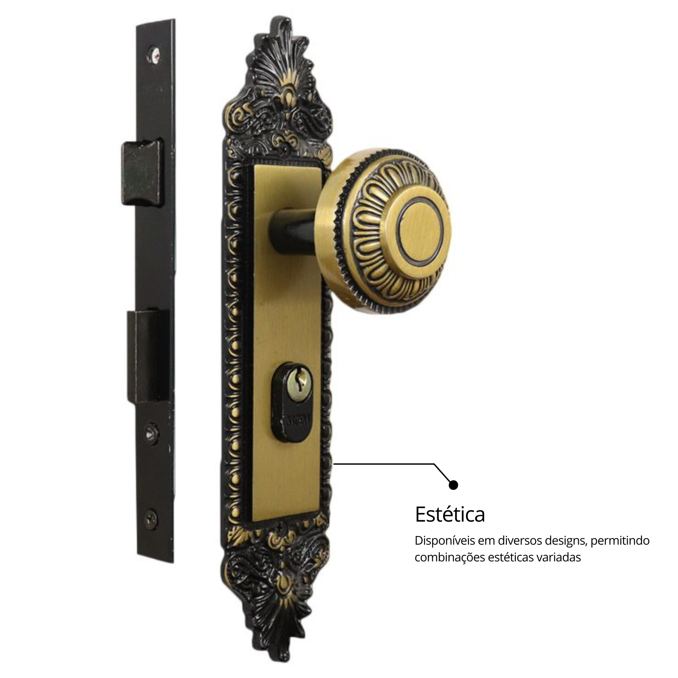 Fechadura Interna Espelho Aço 40mm MGM Colonial - 6