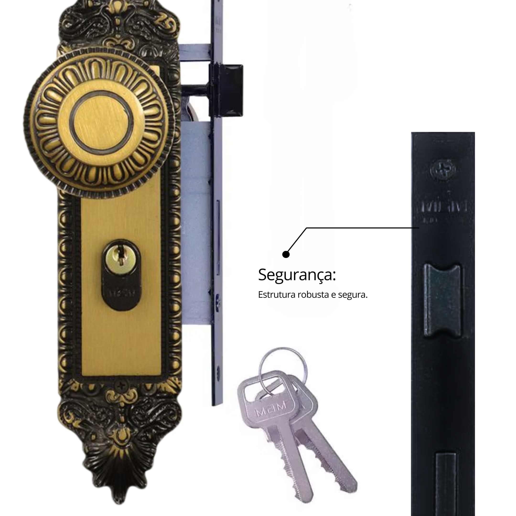 Fechadura Interna Espelho Aço 40mm MGM Colonial - 11
