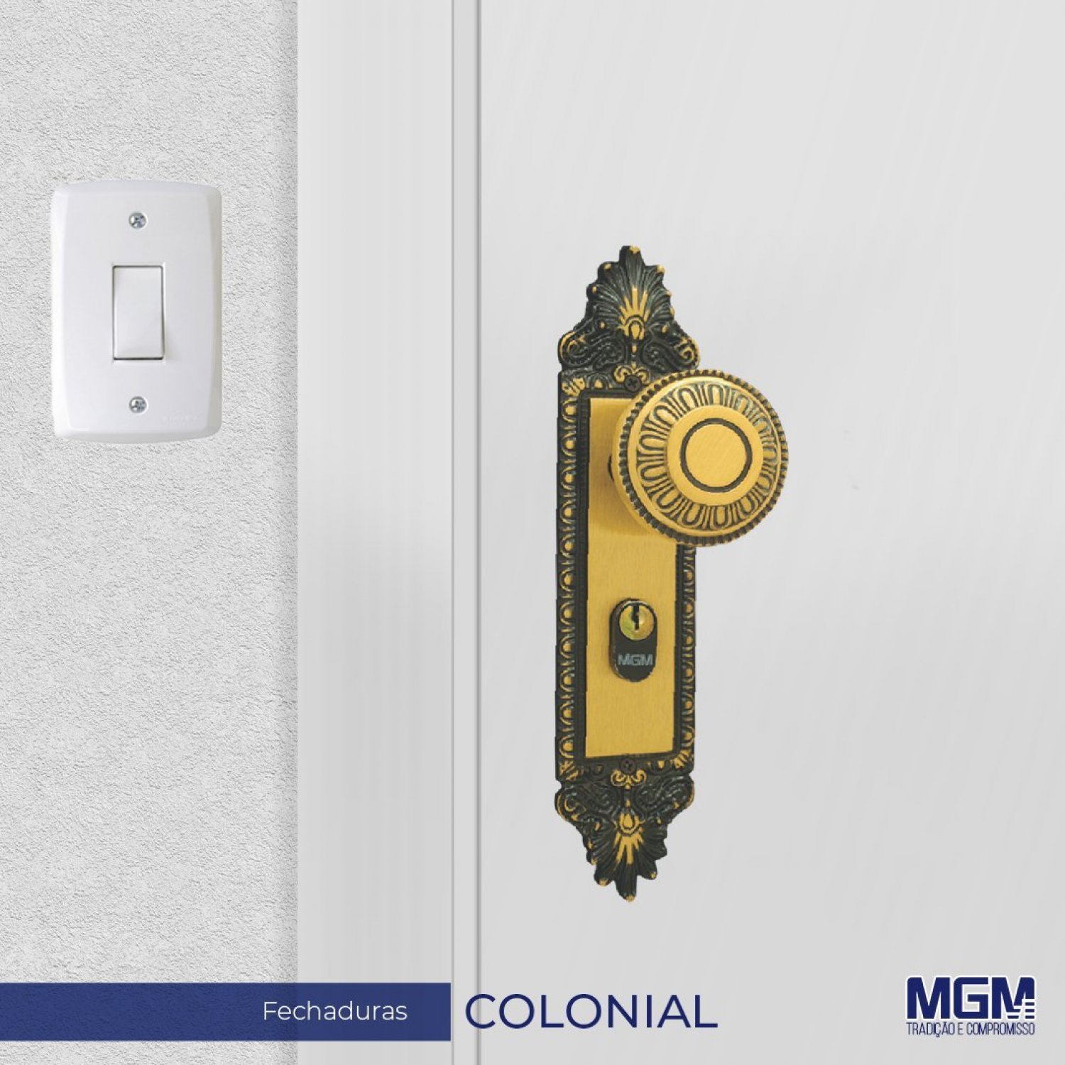 Fechadura Interna Espelho Aço 40mm MGM Colonial - 2