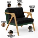 Ver imagem 4 de Kit 03 Poltronas Decorativas Sala Estar Pietra L02 Facto Verde Musgo Linho Chumbo - Lyam Decor
