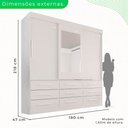 Ver imagem 4 de Guarda-Roupa Casal 3 Portas 9 Gavetas com Espelho Luana Branco