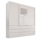 Ver imagem 3 de Guarda-Roupa Casal 3 Portas 9 Gavetas com Espelho Luana Branco