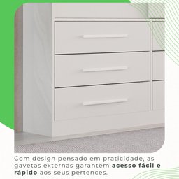 Guarda-Roupa Casal 3 Portas 9 Gavetas com Espelho Luana  - 6