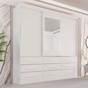 Ver imagem 1 de Guarda-Roupa Casal 3 Portas 9 Gavetas com Espelho Luana Branco