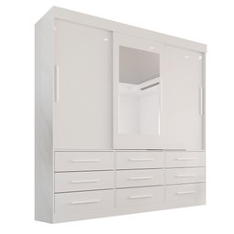 Guarda-Roupa Casal 3 Portas 9 Gavetas com Espelho Luana  - 3