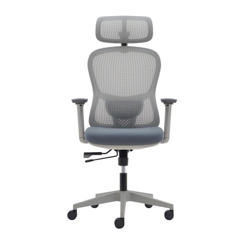 Cadeira Ergonômica Nr 17 Presidente Prime Cinza Encosto Mesh Apoio de Cabeça e Braços Ajustáveis