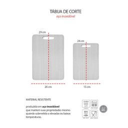 Tabua de Carne Corte Cozinha Profissional Aço Inox Kit 2un - 3