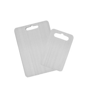 Tabua de Carne Corte Cozinha Profissional Aço Inox Kit 2un
