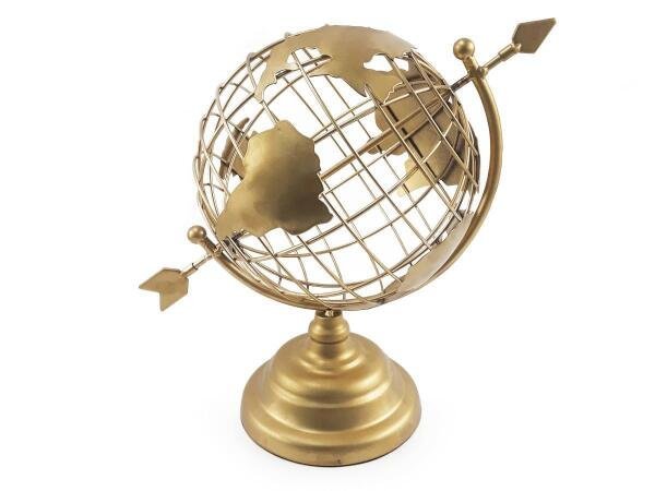 Globo Terrestre Decorativo Enfeite De Mesa Metal Dourado - 3