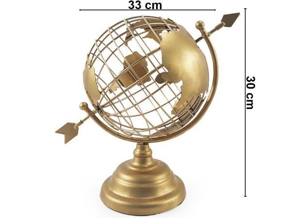 Globo Terrestre Decorativo Enfeite De Mesa Metal Dourado - 2