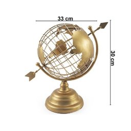 Globo Terrestre Decorativo Enfeite De Mesa Metal Dourado - 2