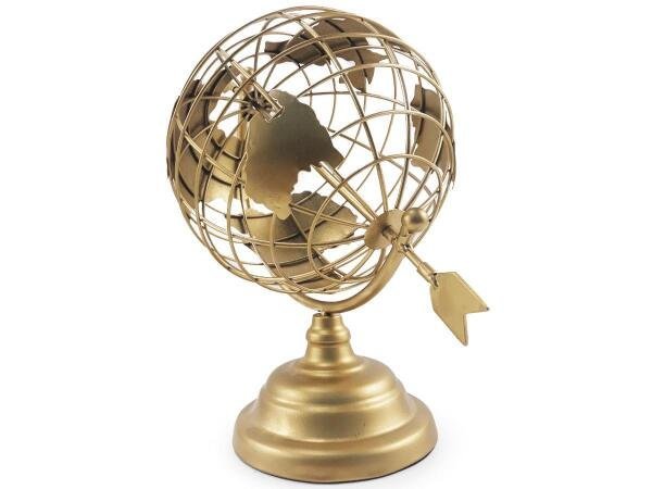 Globo Terrestre Decorativo Enfeite De Mesa Metal Dourado - 4