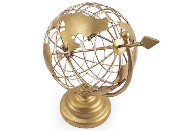 Globo Terrestre Decorativo Enfeite De Mesa Metal Dourado - 5