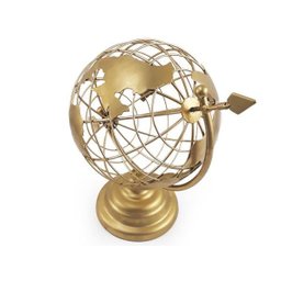 Globo Terrestre Decorativo Enfeite De Mesa Metal Dourado - 5