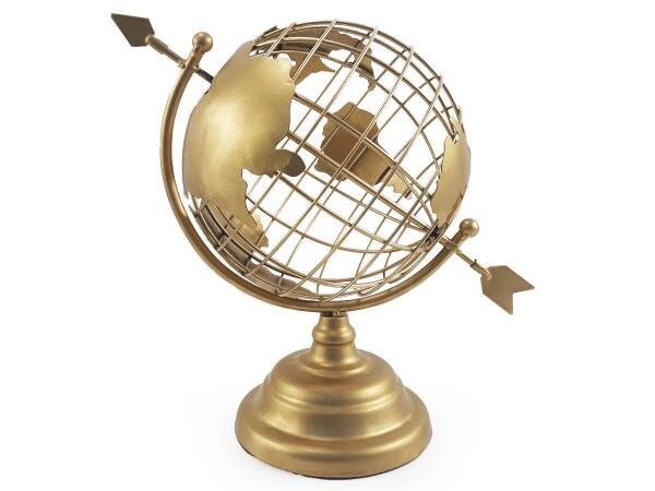 Globo Terrestre Decorativo Enfeite De Mesa Metal Dourado